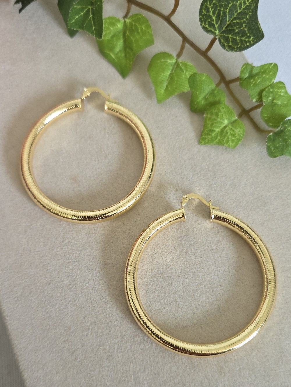 Gold Filled Chunky Hoop Earrings 2"